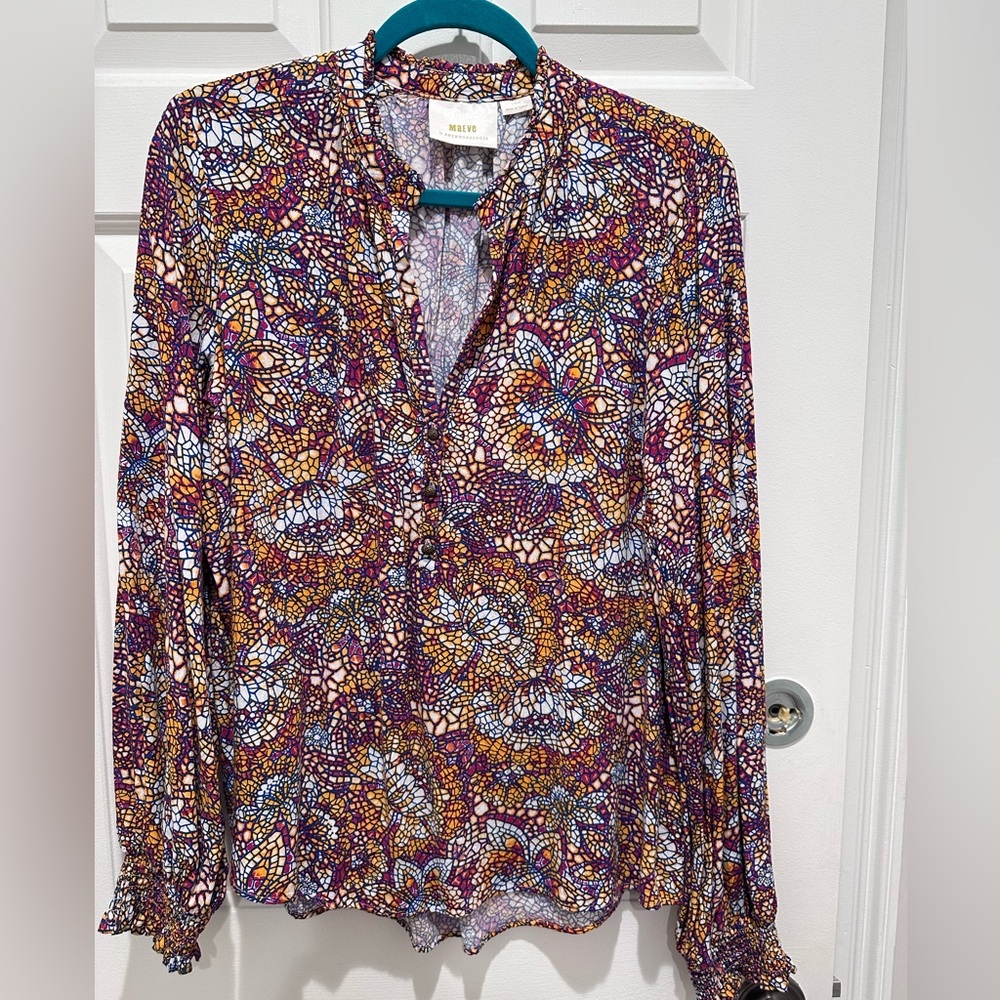 Anthropologie stained glass peasant blouse - Multicolor